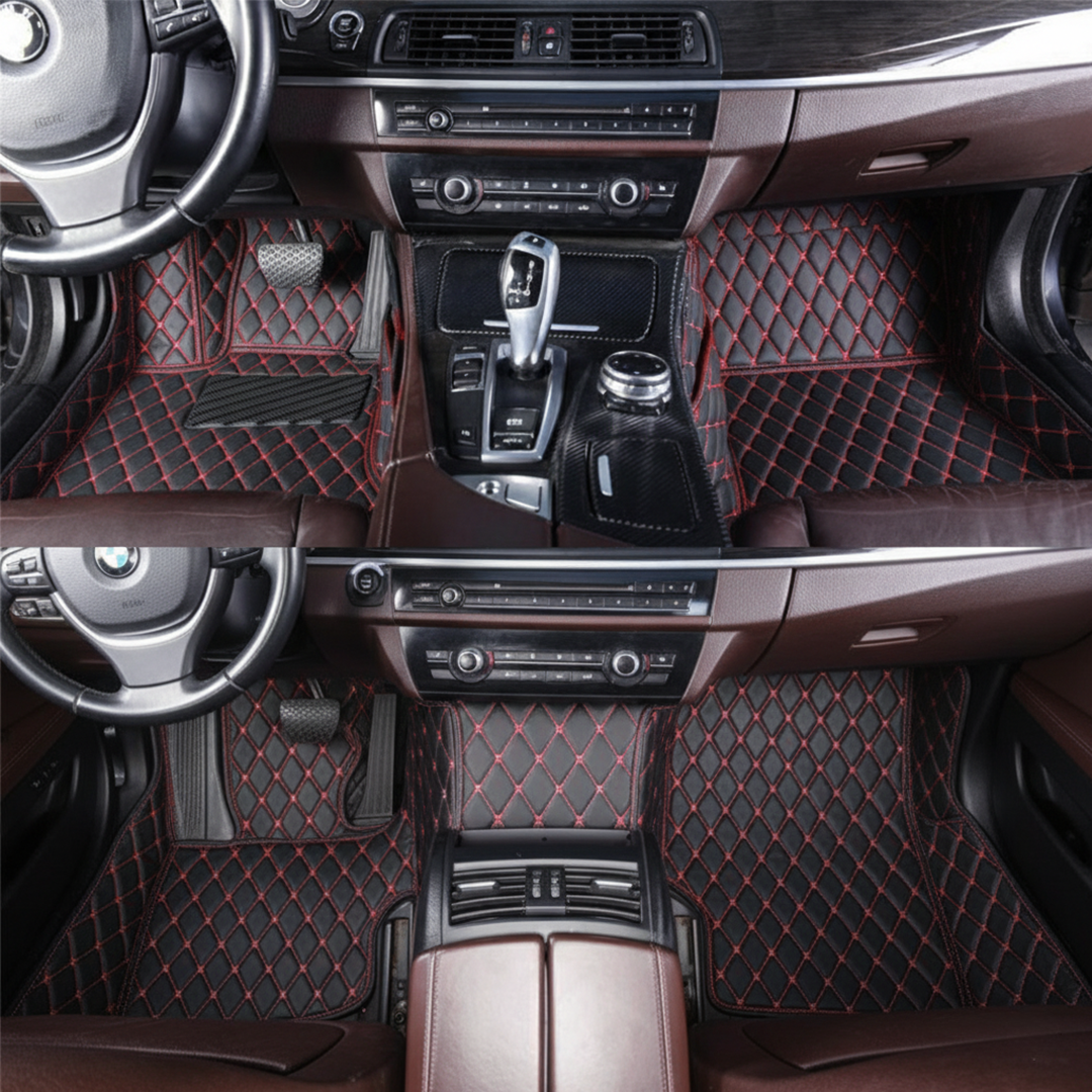 Black Red Stitching Custom Heavy Duty, Universal Fit Floor Mats for Cars, SUVs, and Trucks