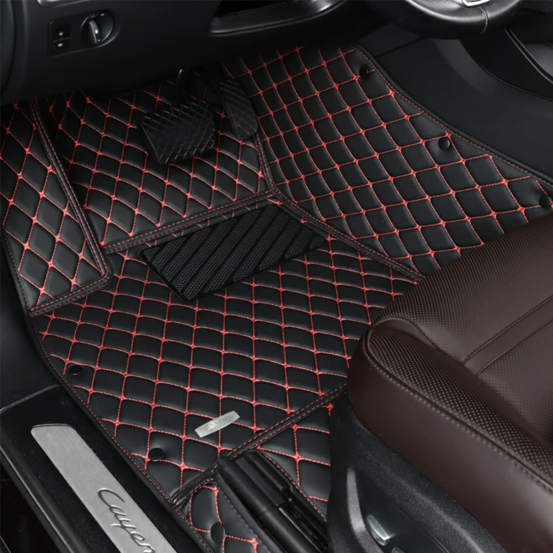Black Red Stitching Custom Heavy Duty, Universal Fit Floor Mats for Cars, SUVs, and Trucks