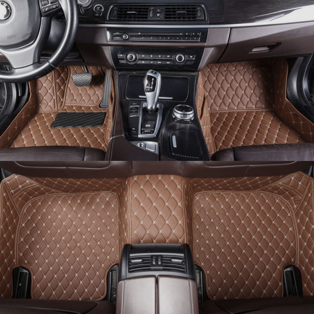 Brown Stitching Custom Heavy Duty, Universal Fit Floor Mats for Cars, SUVs, and Trucks